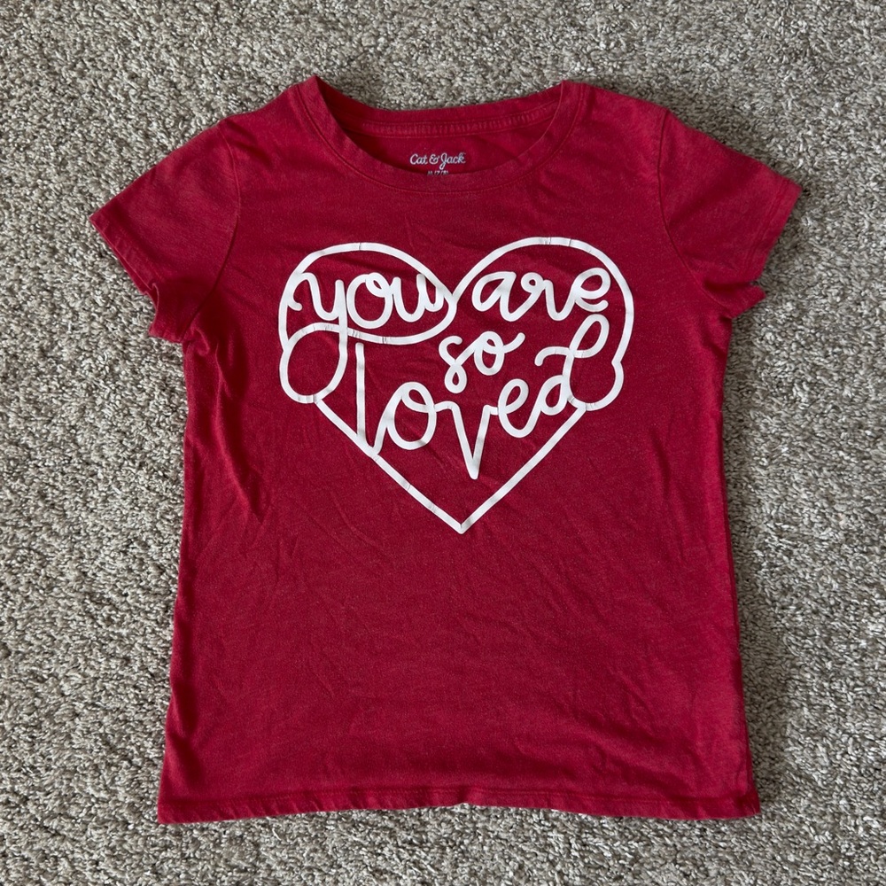 Cat & Jack girls Kids short sleeve T-Shirt tee you are so loved size 7/8